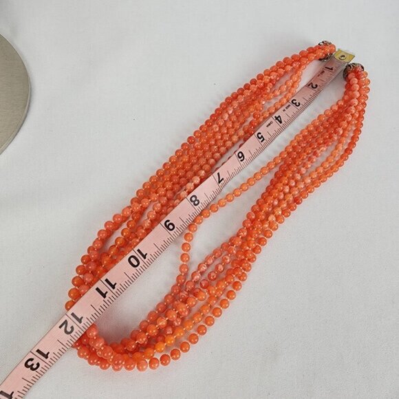 Vintage Coral Plastic Beaded Layered Necklace - Picture 4 of 4